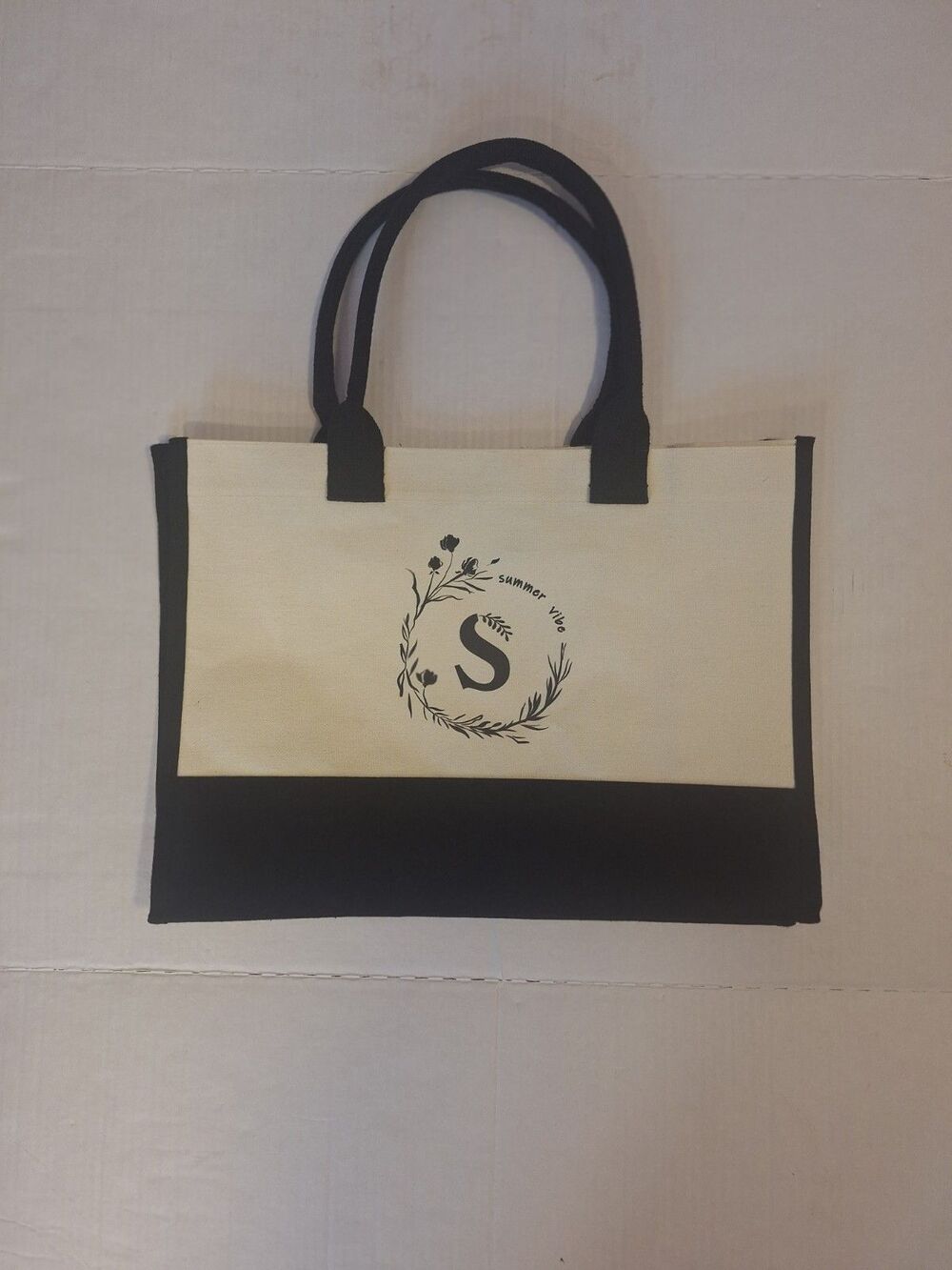 Summer Vibes Cotton Canvas Beach Tote Bag - Large Weekender Vacation Bag